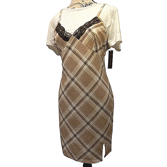 NOBO Dresses Fitted Combo Dress Cute Soft Mini Retro